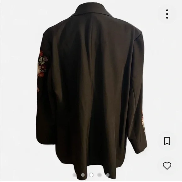 DG2 by Diane Gilman Black Blazer w/ Florals Size 2X - Picture 3 of 5